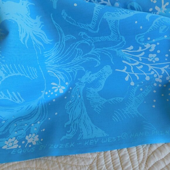 VTG Equus Zuzek 60s Key West Hand Print Fabric horse stallion Lilly Pulitzer 1yd - Picture 10 of 15